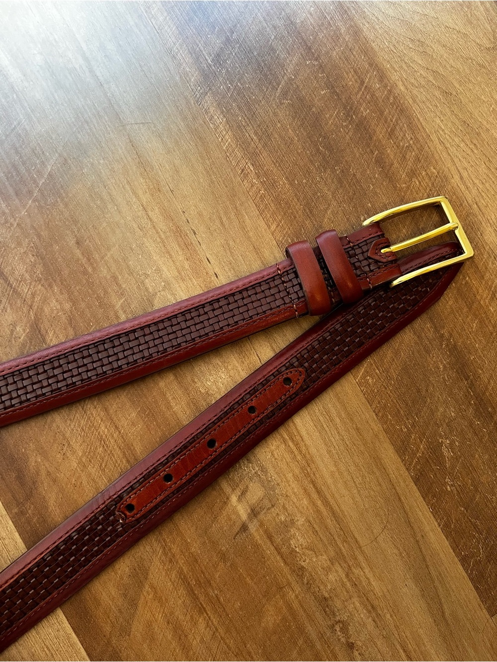 Allen Edmonds Men’s Woven Braided Calf Skin Dress Belt Brown/Burgundy Size 48